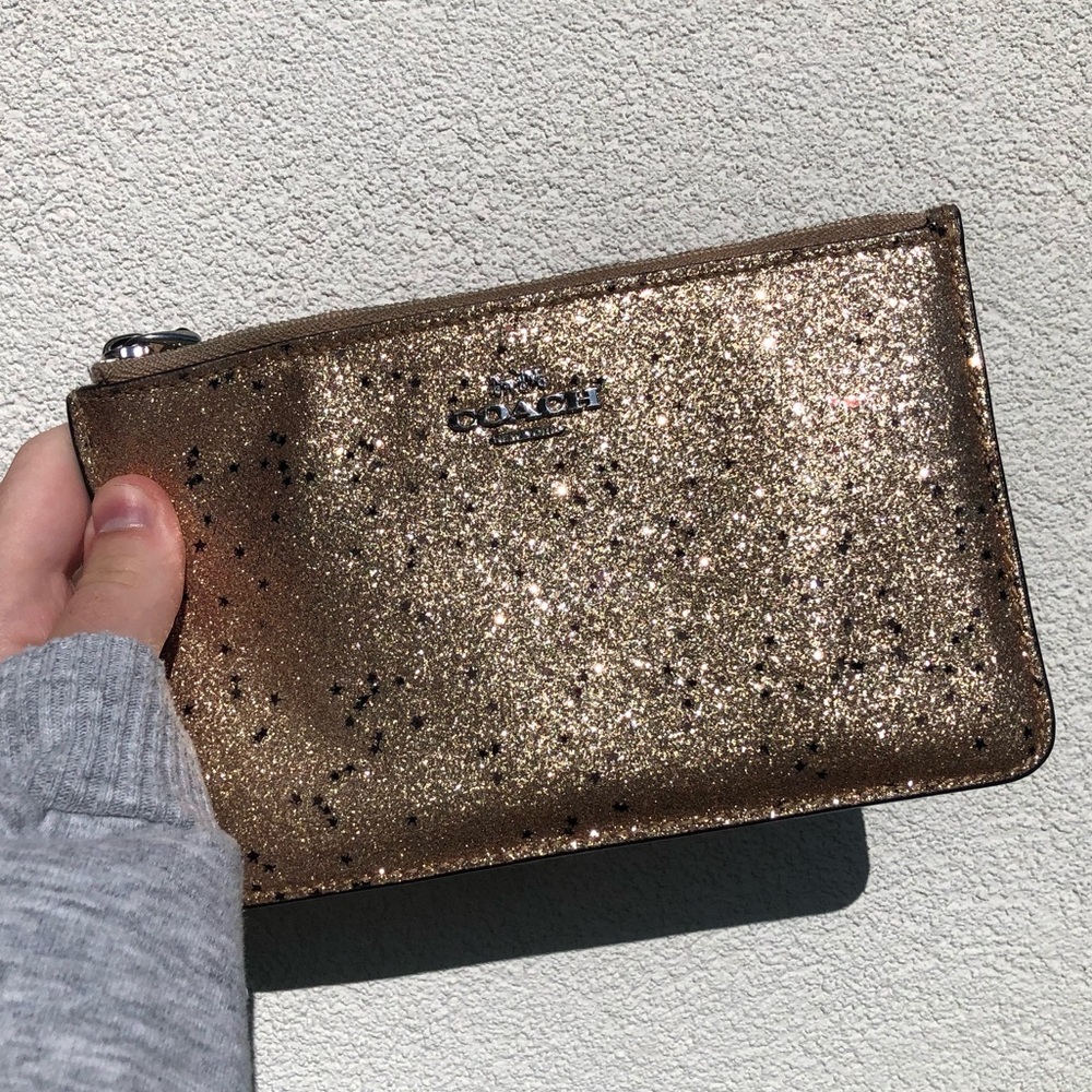 Coach golden glitter wallet